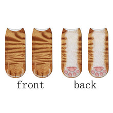 Load image into Gallery viewer, Fashion 3D Printing Animal Paw Socks Tiger Leopard Cat Cute Fun Harajuku Happy Socks For kids Summer Women Cotton Low Ankle Socks