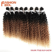 Load image into Gallery viewer, FASHION IDOL Afro Kinky Curly Hair Bundles Weave 16-20inch Ombre Brown Heat Resistant Synthetic Hair Extensions Free Shipping