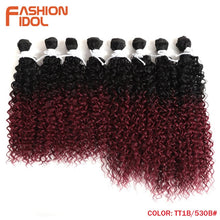 Load image into Gallery viewer, FASHION IDOL Afro Kinky Curly Hair Bundles Weave 16-20inch Ombre Brown Heat Resistant Synthetic Hair Extensions Free Shipping