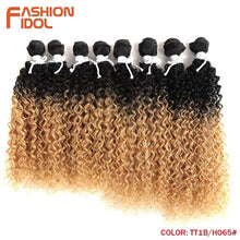 Load image into Gallery viewer, FASHION IDOL Afro Kinky Curly Hair Bundles Weave 16-20inch Ombre Brown Heat Resistant Synthetic Hair Extensions Free Shipping