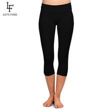 Load image into Gallery viewer, LETSFIND High Quaility Milk Silk Women High Waist Plus Size Fitness Capri Leggings Solid Black Elastic Soft Slim Mid-Calf Pants