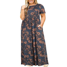 Load image into Gallery viewer, Big size dress women summer large size short sleeve print wear-resistant long dress plus size fat MM women clothing maxi dress