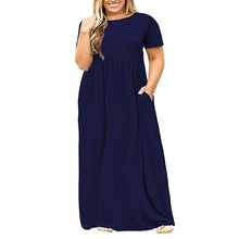 Load image into Gallery viewer, Big size dress women summer large size short sleeve print wear-resistant long dress plus size fat MM women clothing maxi dress