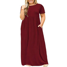 Load image into Gallery viewer, Big size dress women summer large size short sleeve print wear-resistant long dress plus size fat MM women clothing maxi dress