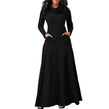 Load image into Gallery viewer, Plus Size 5XL Elegant Long Maxi Dress Autumn Winter Warm High Collar Women Long-sleeved Dress 2019 Woman Clothing With Pocket