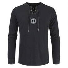 Load image into Gallery viewer, Men Plus Size Shirt Top Ancient Viking Embroidery Lace Up V Neck Long Sleeve Shirt Top For Men's Clothing