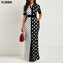 Load image into Gallery viewer, African Dresses for Women Dashiki Polka Dot African Clothes Plus Size Summer White Black Printed Retro Bodycon Long Africa Dress