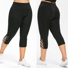 Load image into Gallery viewer, Women High Waist Cropped Trousers Pants Elastic Bandage Leggings Plus Size