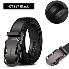 Load image into Gallery viewer, BISON DENIM Men's Belt Cow Leather Belts Brand Fashion Automatic Buckle Black Genuine Leather Belts for Men 3.4cm Width N71314