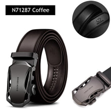 Load image into Gallery viewer, BISON DENIM Men's Belt Cow Leather Belts Brand Fashion Automatic Buckle Black Genuine Leather Belts for Men 3.4cm Width N71314
