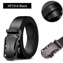 Load image into Gallery viewer, BISON DENIM Men's Belt Cow Leather Belts Brand Fashion Automatic Buckle Black Genuine Leather Belts for Men 3.4cm Width N71314