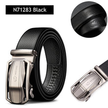 Load image into Gallery viewer, BISON DENIM Men's Belt Cow Leather Belts Brand Fashion Automatic Buckle Black Genuine Leather Belts for Men 3.4cm Width N71314