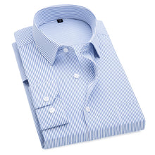 Load image into Gallery viewer, Plus Size S to 8xl formal shirts for men striped long sleeved non-iron slim fit dress shirts Solid Twill Social Man's Clothing