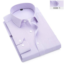 Load image into Gallery viewer, Plus Size S to 8xl formal shirts for men striped long sleeved non-iron slim fit dress shirts Solid Twill Social Man's Clothing