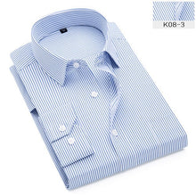 Load image into Gallery viewer, Plus Size S to 8xl formal shirts for men striped long sleeved non-iron slim fit dress shirts Solid Twill Social Man's Clothing