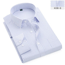 Load image into Gallery viewer, Plus Size S to 8xl formal shirts for men striped long sleeved non-iron slim fit dress shirts Solid Twill Social Man's Clothing