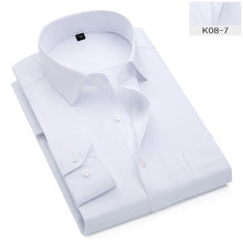 Load image into Gallery viewer, Plus Size S to 8xl formal shirts for men striped long sleeved non-iron slim fit dress shirts Solid Twill Social Man's Clothing