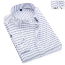 Load image into Gallery viewer, Plus Size S to 8xl formal shirts for men striped long sleeved non-iron slim fit dress shirts Solid Twill Social Man's Clothing