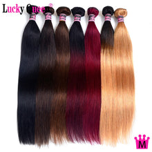 Load image into Gallery viewer, Brazilian Straight Hair Weave Bundles Non-Remy 30 Inch Human Hair Extensions color 1B/2/4/27/99J/Burgundy Ombre Bundles