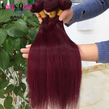 Load image into Gallery viewer, Brazilian Straight Hair Weave Bundles Non-Remy 30 Inch Human Hair Extensions color 1B/2/4/27/99J/Burgundy Ombre Bundles