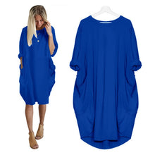 Load image into Gallery viewer, Women Casual Loose Dress with Pocket Ladies Fashion O Neck Long Tops Female T Shirt Dress Streetwear Plus Size 5XL vestidos