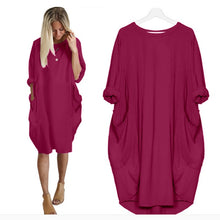 Load image into Gallery viewer, Women Casual Loose Dress with Pocket Ladies Fashion O Neck Long Tops Female T Shirt Dress Streetwear Plus Size 5XL vestidos