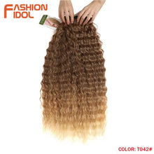 Load image into Gallery viewer, FASHION IDOL Loose Deep Wave Hair Bundles 28-32Inch Ombre Brown Red Super Long Hair Synthetic Weaves Curly Wave Hair Extensions