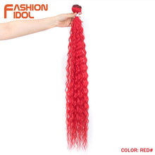 Load image into Gallery viewer, FASHION IDOL Loose Deep Wave Hair Bundles 28-32Inch Ombre Brown Red Super Long Hair Synthetic Weaves Curly Wave Hair Extensions
