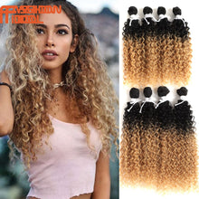 Load image into Gallery viewer, FASHION IDOL Afro Kinky Curly Hair Bundles Weave 16-20inch Ombre Brown Heat Resistant Synthetic Hair Extensions Free Shipping