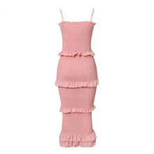 Load image into Gallery viewer, NEDEINS Summer Fashion Sling Long Dress Women 2020 Casual Party Dress Female Ruffles Vestidos Plus Size Natural Solid Dress