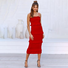 Load image into Gallery viewer, NEDEINS Summer Fashion Sling Long Dress Women 2020 Casual Party Dress Female Ruffles Vestidos Plus Size Natural Solid Dress