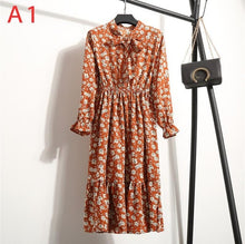 Load image into Gallery viewer, Plus Size 2020 Women Autumn Dresses Bohemian Long Sleeve Chiffon Shirt Dress White Bow Floral Boho Club Party Dress Winter 3XL