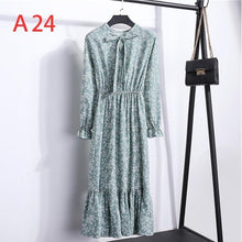 Load image into Gallery viewer, Plus Size 2020 Women Autumn Dresses Bohemian Long Sleeve Chiffon Shirt Dress White Bow Floral Boho Club Party Dress Winter 3XL