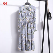 Load image into Gallery viewer, Plus Size 2020 Women Autumn Dresses Bohemian Long Sleeve Chiffon Shirt Dress White Bow Floral Boho Club Party Dress Winter 3XL