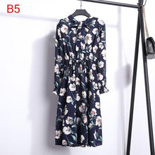Load image into Gallery viewer, Plus Size 2020 Women Autumn Dresses Bohemian Long Sleeve Chiffon Shirt Dress White Bow Floral Boho Club Party Dress Winter 3XL