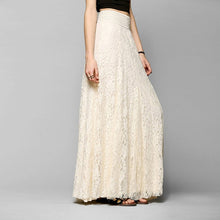 Load image into Gallery viewer, Bohemian Lace Floral Pleated Skirt Dress Women High Waist Tulle Female Skirts Casual Party Wedding Beach Top Woman White Black
