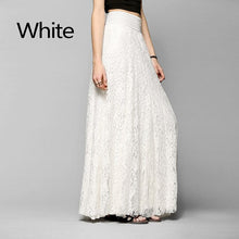 Load image into Gallery viewer, Bohemian Lace Floral Pleated Skirt Dress Women High Waist Tulle Female Skirts Casual Party Wedding Beach Top Woman White Black