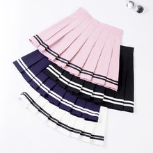 Load image into Gallery viewer, XS-XXL High Waist Women's Skirts Striped Pleated Skirt Elastic Waist Female Skirts Sweet Mini Skirts Dance Skirt Plaid Skirt y2k