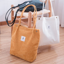 Load image into Gallery viewer, Women Corduroy Shopping Bag Female Canvas Cloth Shoulder Bag Environmental Storage Handbag Reusable Foldable Eco Grocery Totes