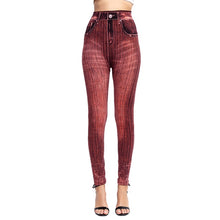 Load image into Gallery viewer, High Waist Imitation Jean Leggings Slim Elastic Seamless Plus Size 3XL Skinny Pencil Pant Female Workout Running Leggings