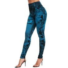 Load image into Gallery viewer, High Waist Imitation Jean Leggings Slim Elastic Seamless Plus Size 3XL Skinny Pencil Pant Female Workout Running Leggings