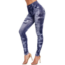 Load image into Gallery viewer, High Waist Imitation Jean Leggings Slim Elastic Seamless Plus Size 3XL Skinny Pencil Pant Female Workout Running Leggings