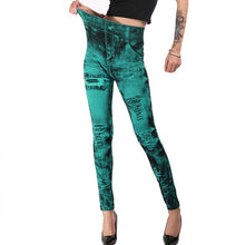 Load image into Gallery viewer, High Waist Imitation Jean Leggings Slim Elastic Seamless Plus Size 3XL Skinny Pencil Pant Female Workout Running Leggings