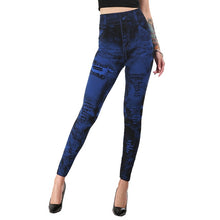 Load image into Gallery viewer, High Waist Imitation Jean Leggings Slim Elastic Seamless Plus Size 3XL Skinny Pencil Pant Female Workout Running Leggings