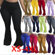 Load image into Gallery viewer, Casual XS-4XL Plus Size Women Elastic Wide Leg Flare Pants Leggings High Waist Trousers Draped Jogger Pants Sweatpants Plus Size