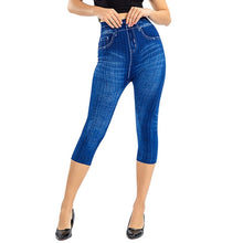 Load image into Gallery viewer, Plus Size Women Yoga Short Leggings Faux Denim Ladies Short Pants Floral Printed High Waist Female Shorts