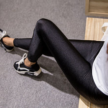 Load image into Gallery viewer, S-XXXL Plus Size Women Shiny Black Legging Autumn Ladies Push Up Slim Leggings High Waist Stretchy Soft Large Size Women Legging