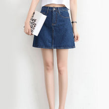 Load image into Gallery viewer, Zoki Sexy Women Denim Mini Skirt Fashion Summer High Waist Korean Black Skirt Blue Package Hip Jeans Harajuku Plus Size Cotton