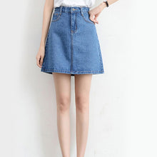 Load image into Gallery viewer, Zoki Sexy Women Denim Mini Skirt Fashion Summer High Waist Korean Black Skirt Blue Package Hip Jeans Harajuku Plus Size Cotton