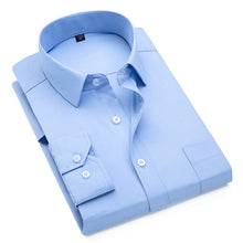 Load image into Gallery viewer, Plus Size S to 8xl formal shirts for men striped long sleeved non-iron slim fit dress shirts Solid Twill Social Man's Clothing